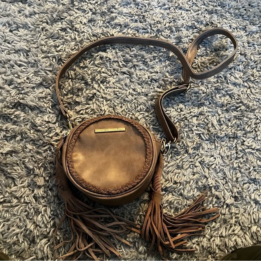 steve madden faux leather brown crossbody bag